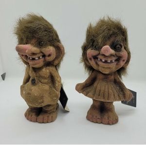 Original Nyform Trolls #118 & #115 male female handmade Trolls from Norway